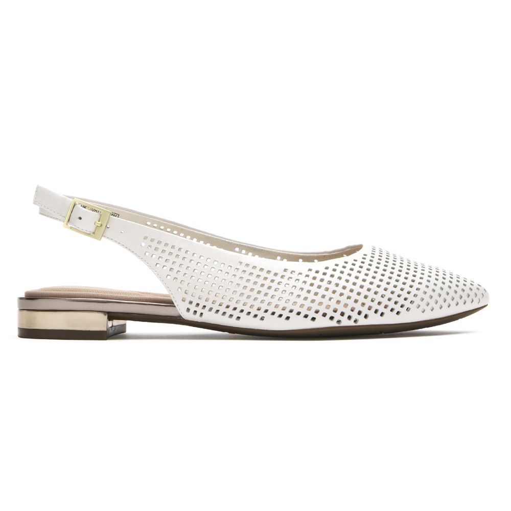 Rockport Total Motion Adelyn Slingback Flat - Womens Flats - White - NZ (MYT-617849)